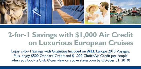 Azamara Club Cruises: 2-for-1 Savings with $1,000 Air Credit on Luxurious European Cruises 
