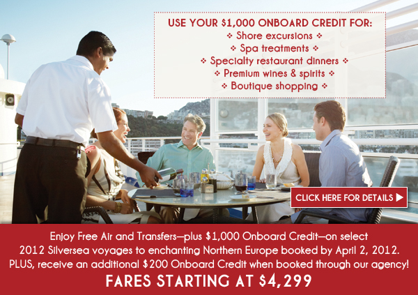 Fares starting at $4,299 on Silversea Cruises All-Inclusive voyages to Northern Europe - click here!